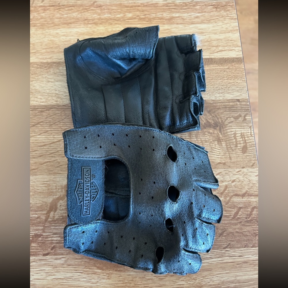 Harley Leather Fingerless Gloves